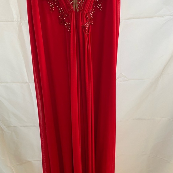 Red dress long Elegant Red Strapless Evening Gown size 6 womens beads lace - Picture 8 of 16